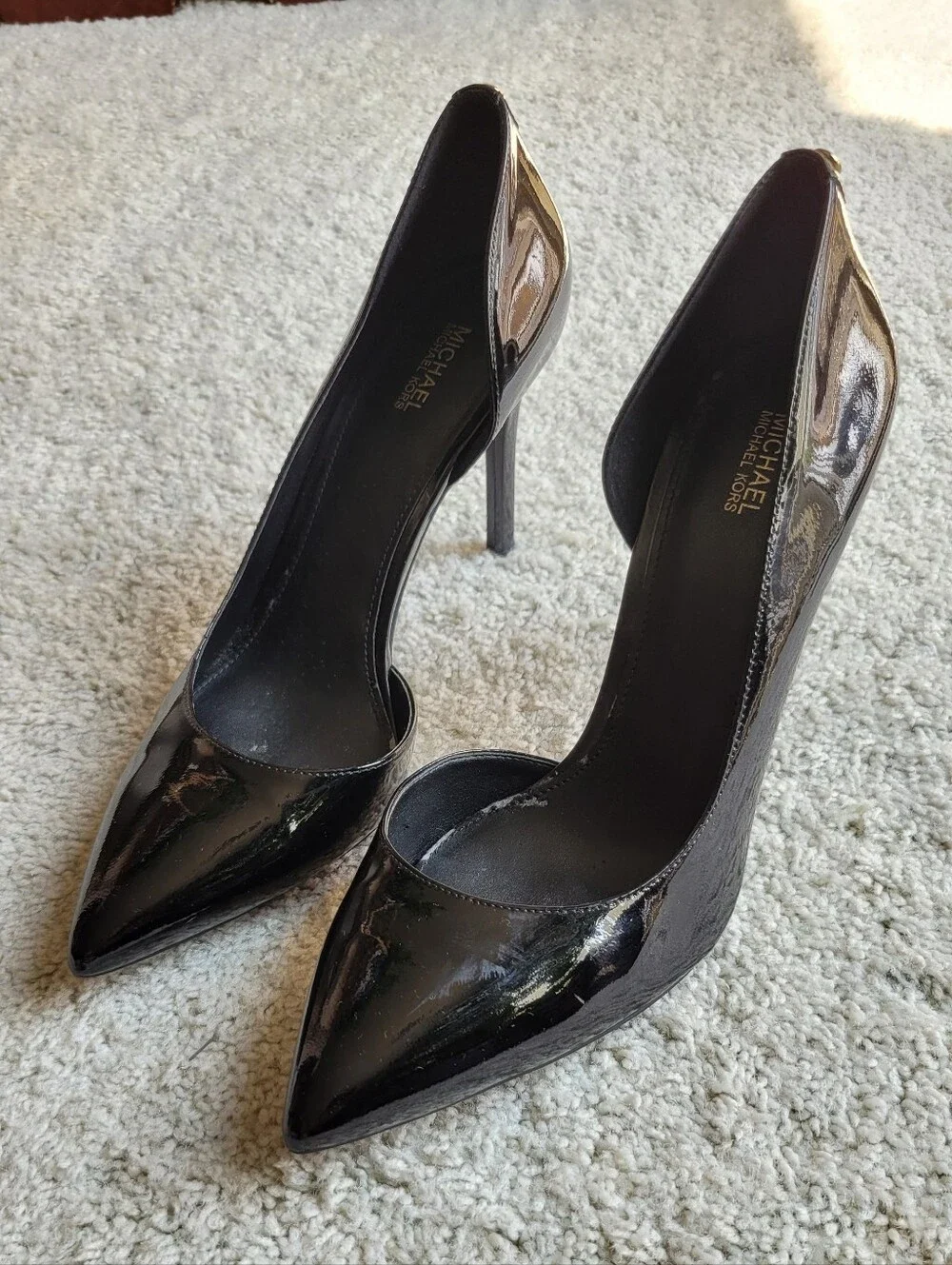 Classic Black Patton Leather Sculptural Heels Michael Kors    Great Condition